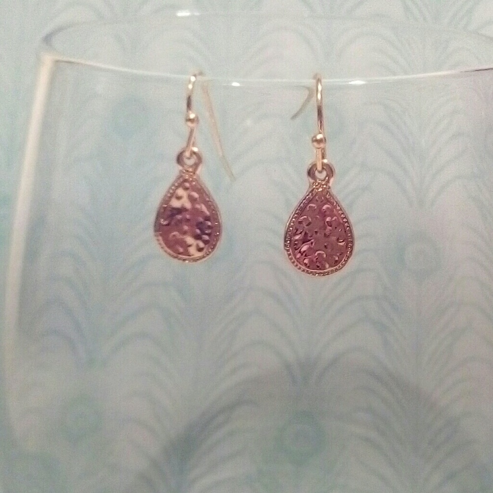 Gold Textured Dangle Earrings