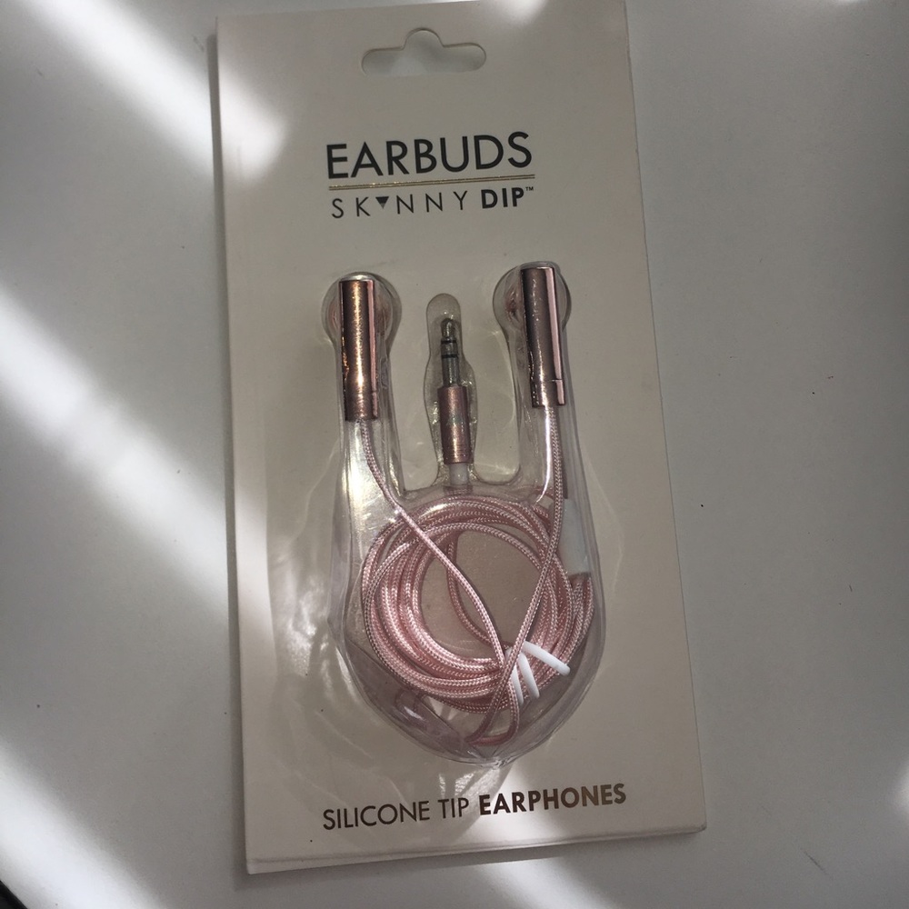 Urban Outfitters Pink-Gold Silicone Tip Earphones
