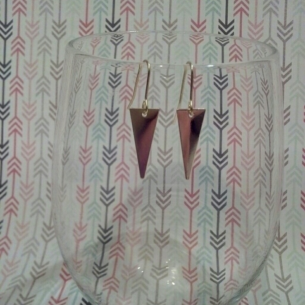 Dainty Gold Triangle Dangle Earrings
