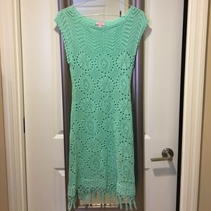 Crochet turquoise Lily Pulitzer beach cover-up