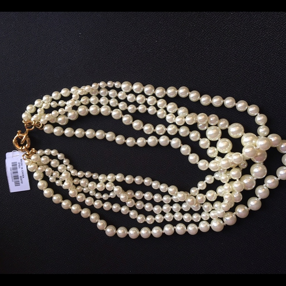 Acrylic pearls 21" long with 5 strands