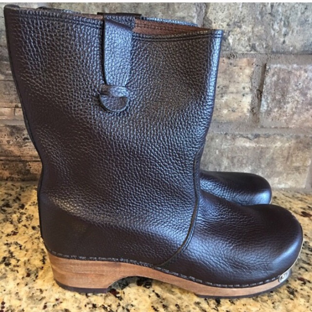 Sanita Sandra leather clog-boots