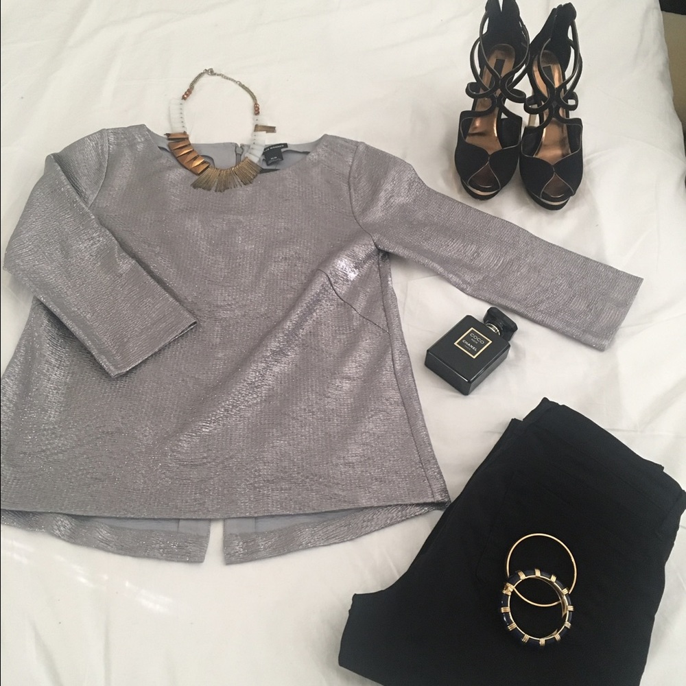 Metallic silver top