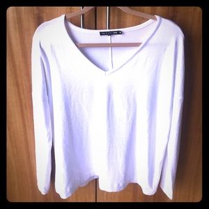 rag and bone long sleeve V-neck tee white