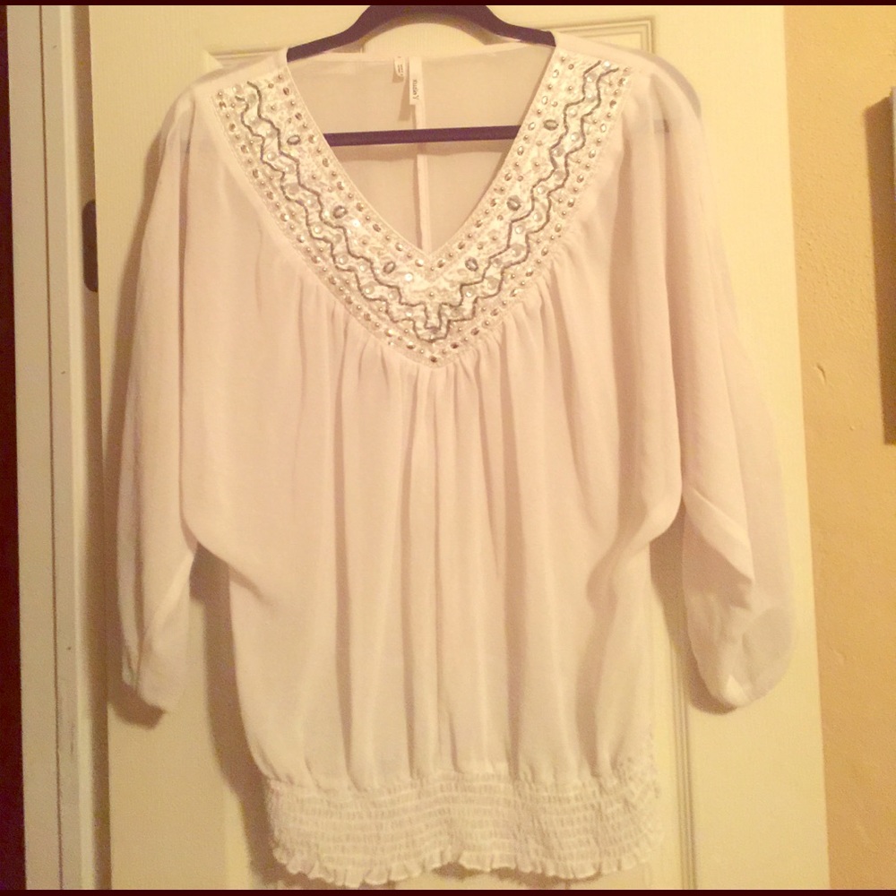 Beautiful embellished white blouse
