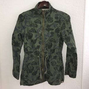 Lightweight Olive Jacket with Floral Print