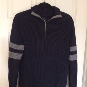 Navy and Gray Cotton Men's Gap Pullover Sweater