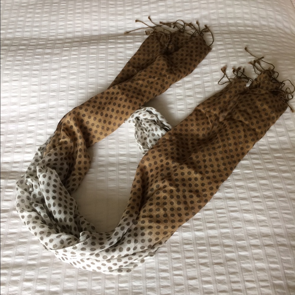 Polka Dot Neutral Brown and Gray Lightweight Scarf