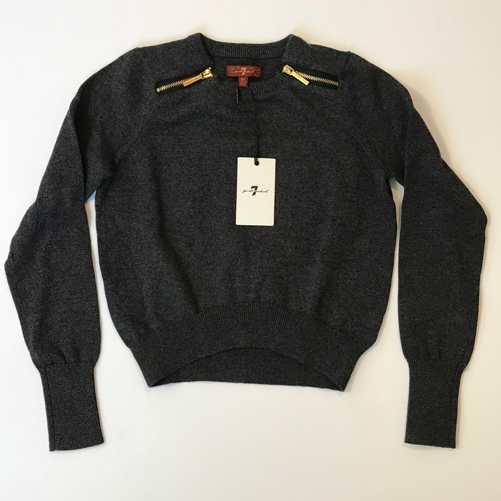 NWT 7 For All Mankind Girl Sweater with Zipper