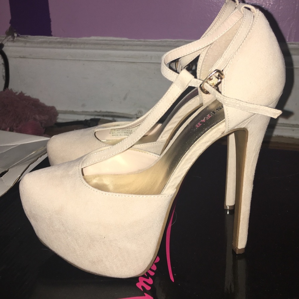 T Strap Suede Pumps.