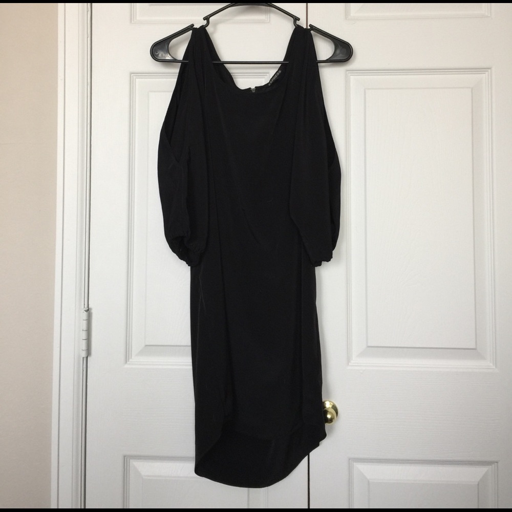 Black cold shoulder dress