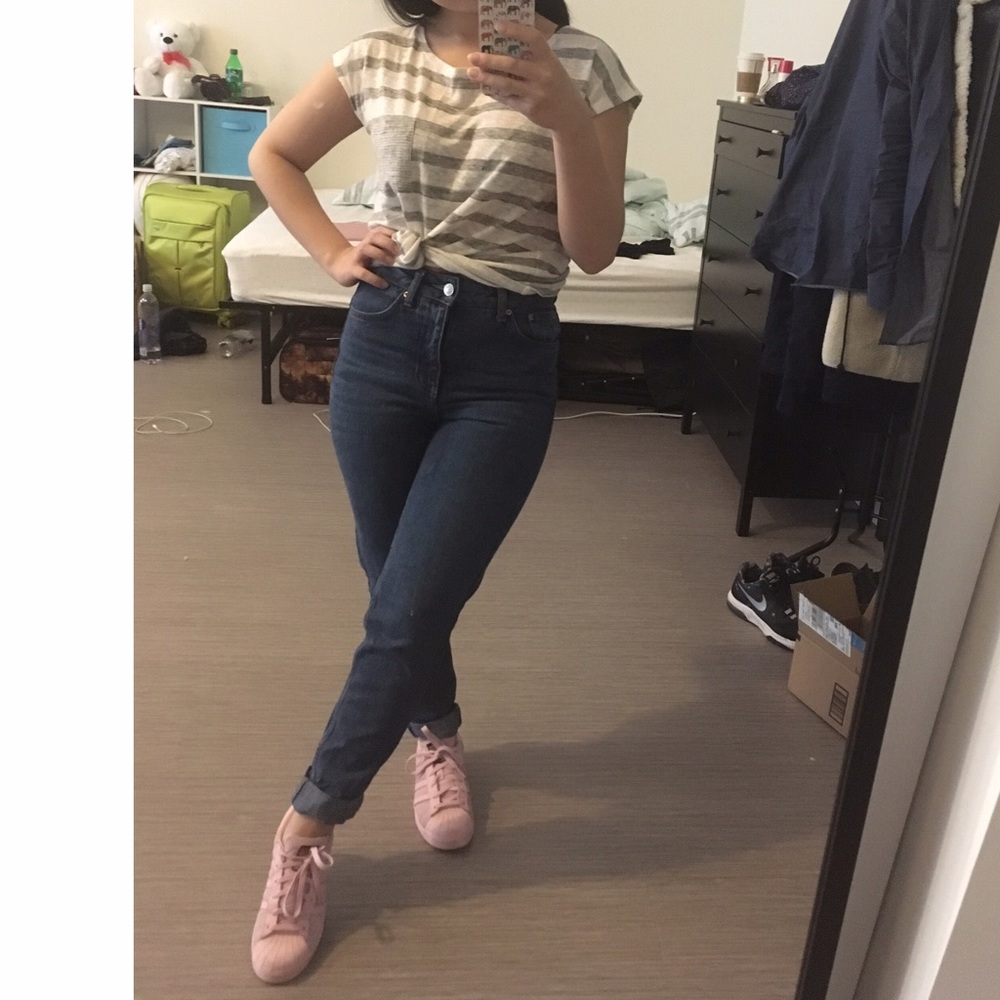 Topshop Moto Dark Blue Mom Jeans