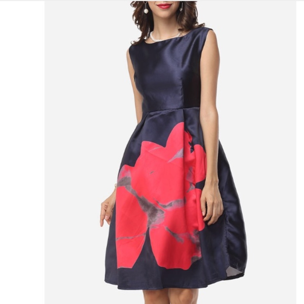 Assorted Colors Floral Printed Skater Dress