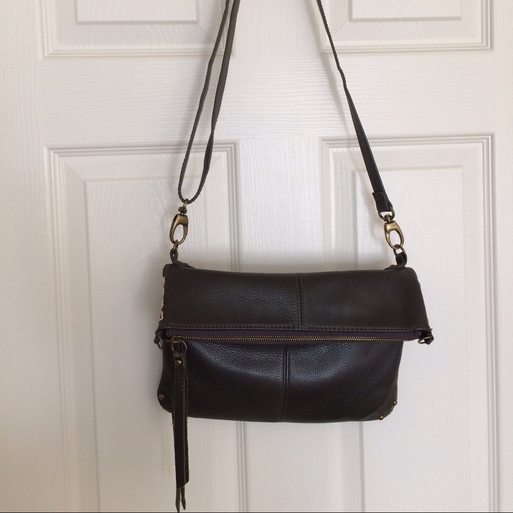 Lucky Brand Crossbody Green Leather Foldover Purse