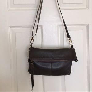 Lucky Brand Crossbody Green Leather Foldover Purse