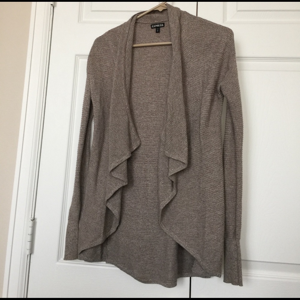 Tan drape front cardigan