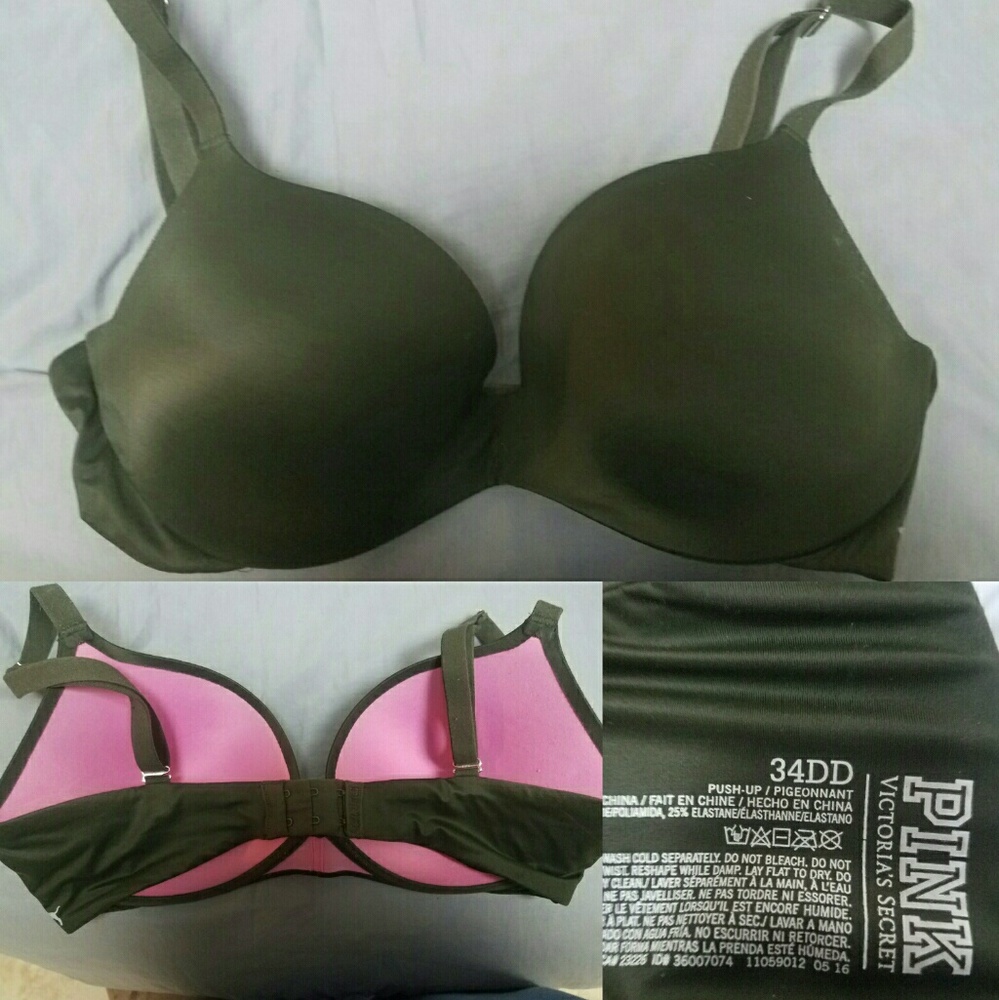 ❌SOLD❌ Victorias Secret Pink 34DD Hunter Green push-up br