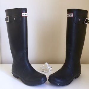 Hunter Original Tall Rain Boot, Black, Size 7