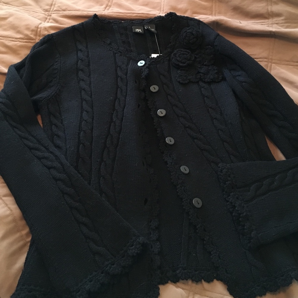 Grad Gift! Extra Fine Black Merino Cardigan