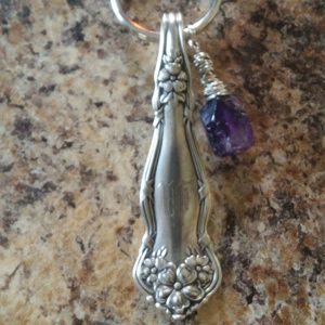 Handmade Spoon Keychain with stone accent