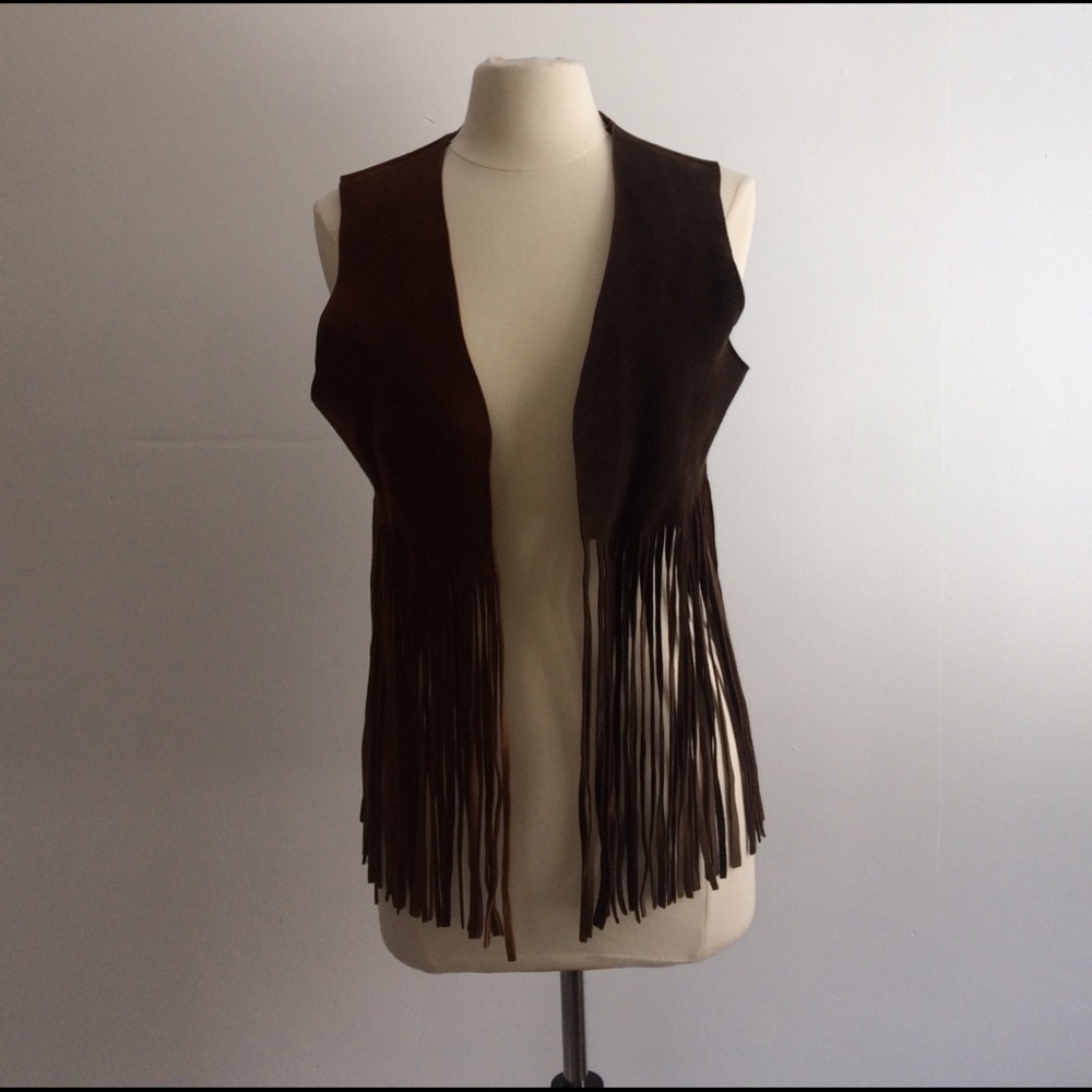 Brown Leather Fringe Vest