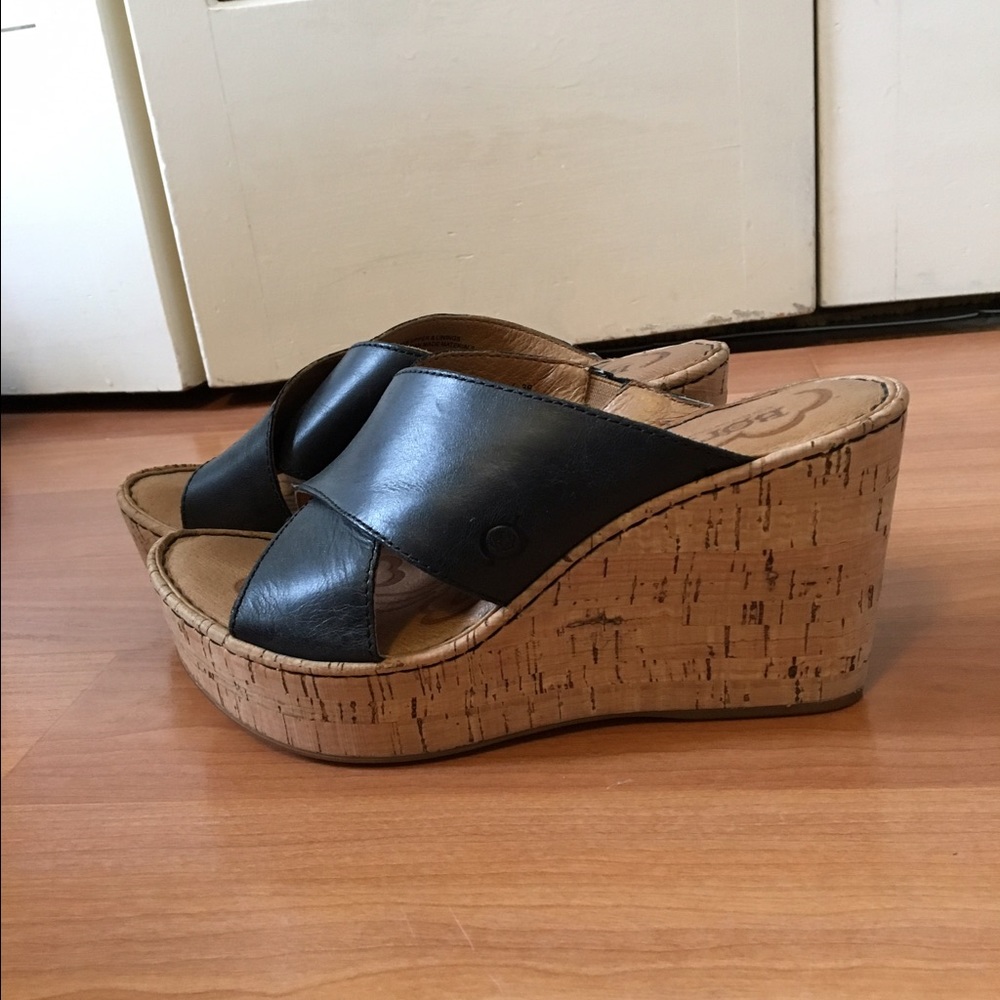 Børn Cork wedge sandal in black