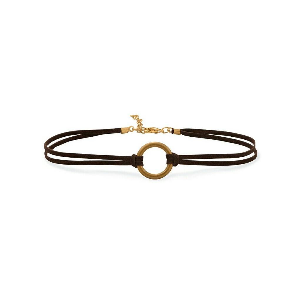 Suede Choker with Brass Ring