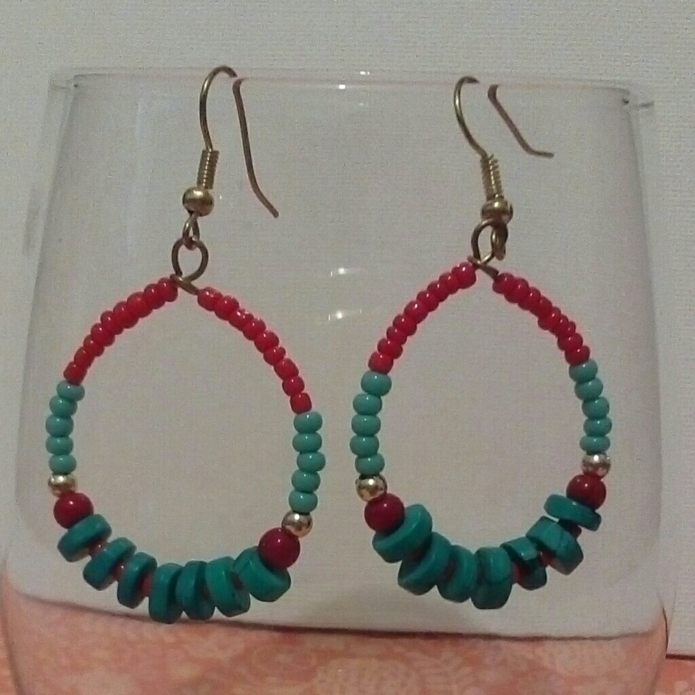 Beautiful Beaded Hooped Dangling Earrings