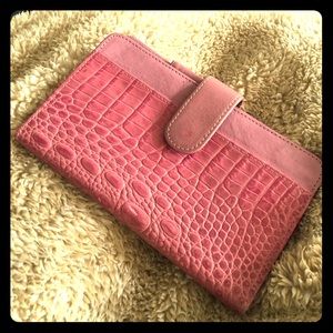 Pink Leather Checkbook Cover