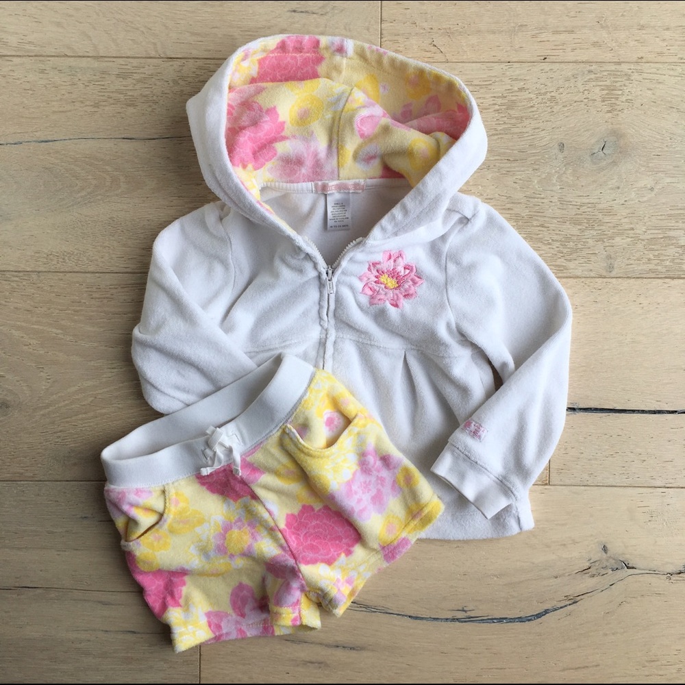 Janie and Jack Terry Cloth Floral Jacket & Shorts