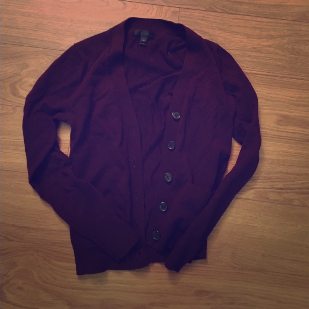 J. Crew Maroon Cardigan with tiny pockets!