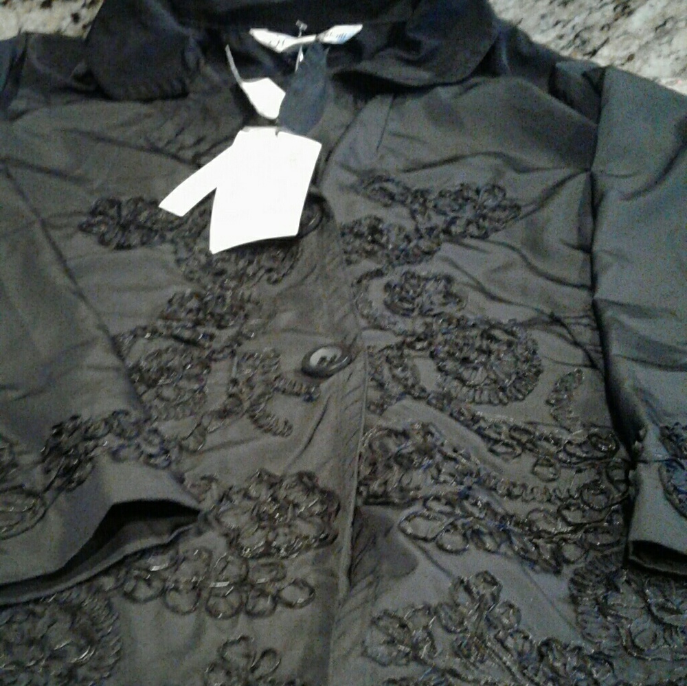 NWT Nikki Valenti XL Black floral jacket