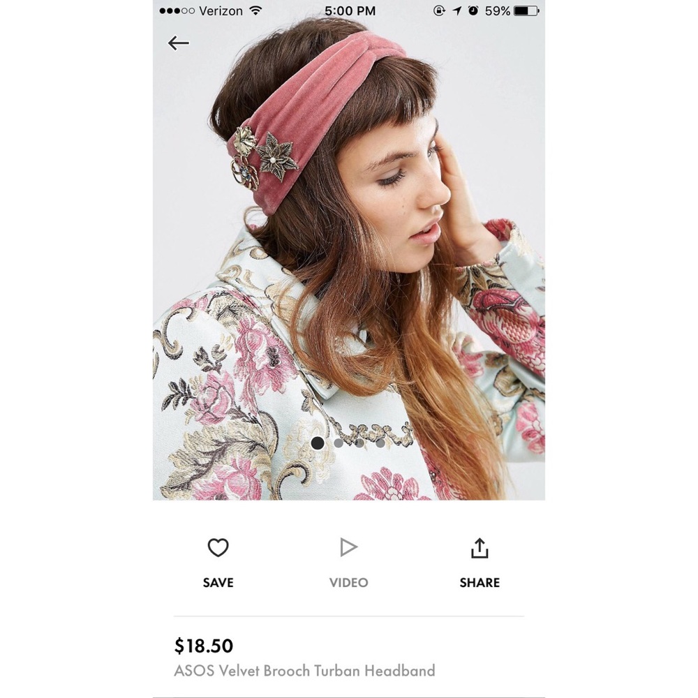 Asos velvet turban style headband with brooches