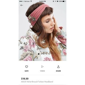 Asos velvet turban style headband with brooches