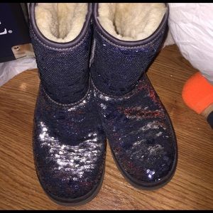 Blue and silver sparkly uggs, good condition