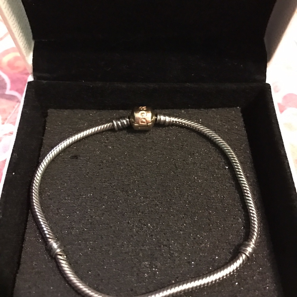 Pandora bracelet sterling silver w/ 14k gold clasp