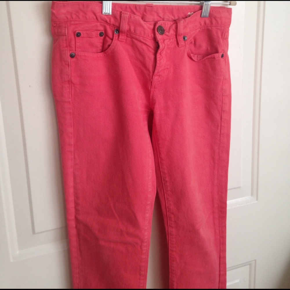 Coral Toothpick Ankle Jeans