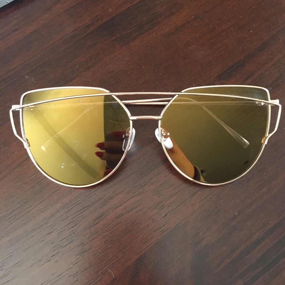 Mirrored Gold Crossover Browbar Sunglasses