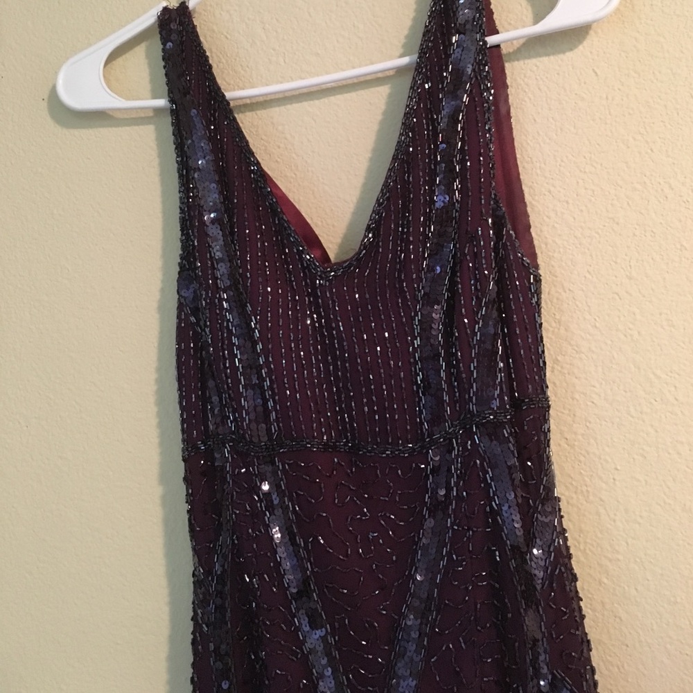 Burgundy colored prom dress