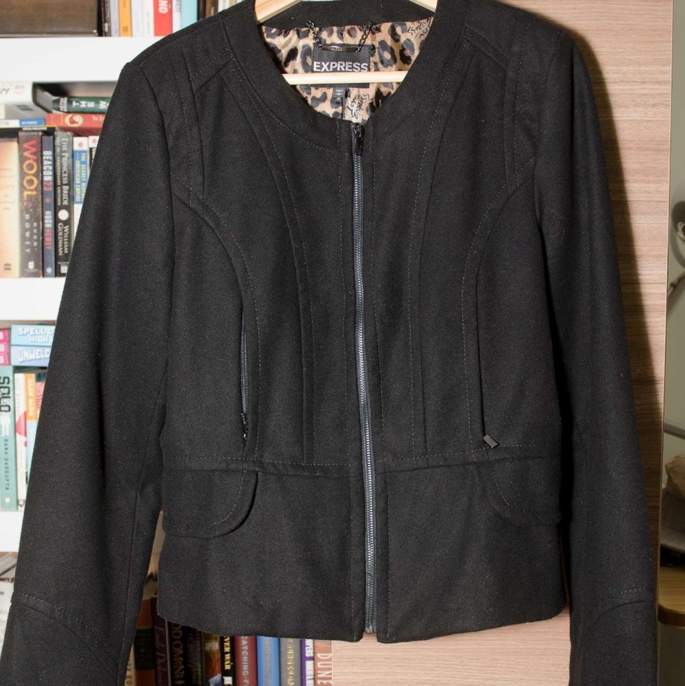 Express Peplum Coat Black L