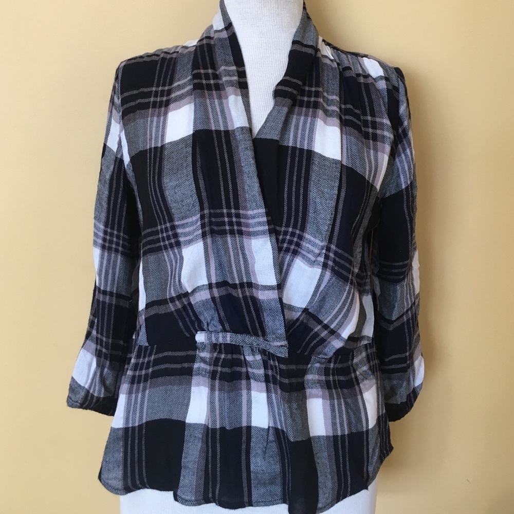 Trendy plaid flannel like top