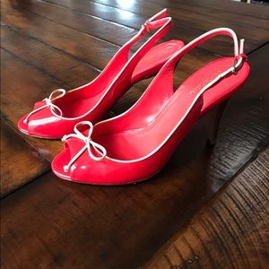 Cole Haan Red Patent Leather Peep Toe Slingback