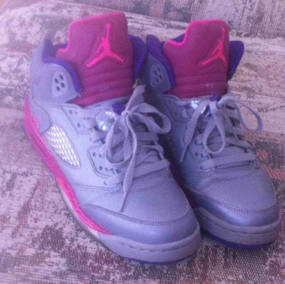 Grey and pink jordans
