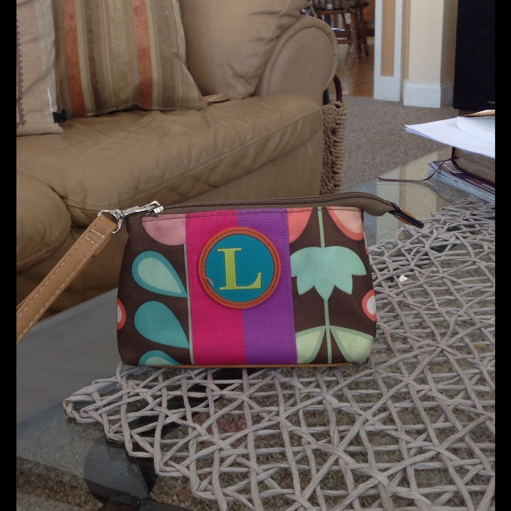 Wristlet with monogrammed "L"