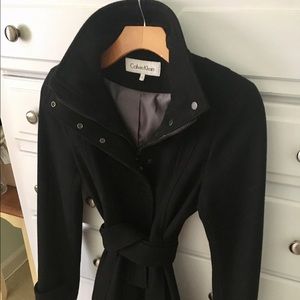 Calvin Klein Black Trench with Slight Bottom Flare