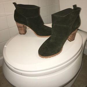 Crown Vintage olive suede booties
