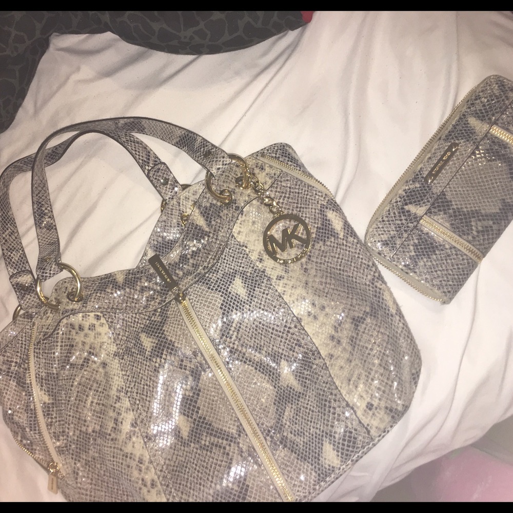 Snake skin Michael Kors purse and matching wallet!