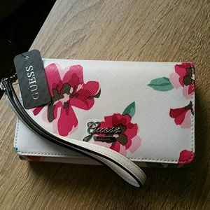 Guess Sailboat Floral Wallet - White