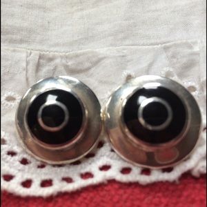 Sterling Silver & Onyx Pierced Earrings
