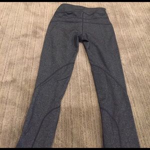 Gray leggings with black scrunched sides